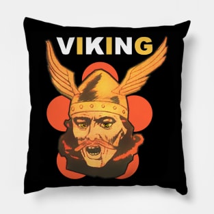 Viking warrior with winged helmet and mustache Pillow