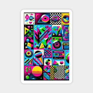 Abstract Colorful 90s Pattern Magnet