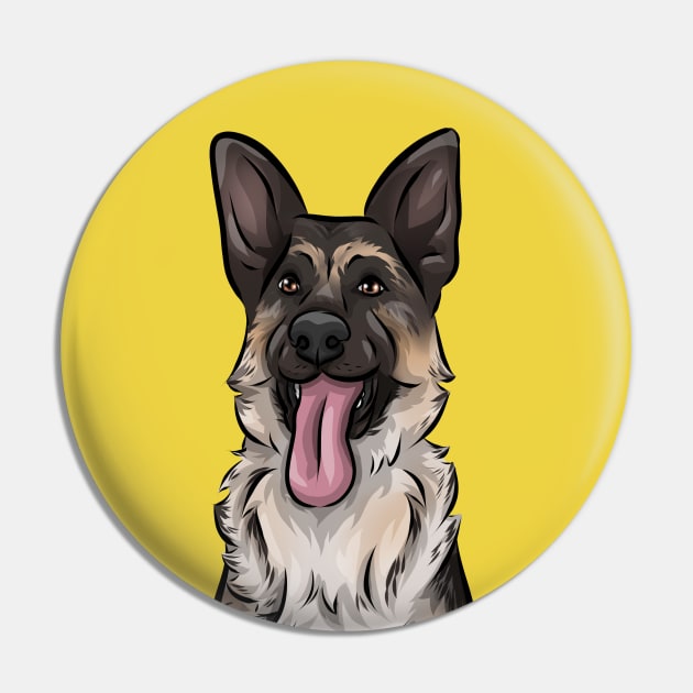 Cute German Shepherd Dog Pin by Shirin Illustration