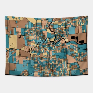 Fort Wayne Map Pattern in Mid Century Pastel Tapestry