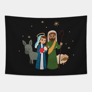 Christmas Nativity Family holding Baby Jesus Tapestry