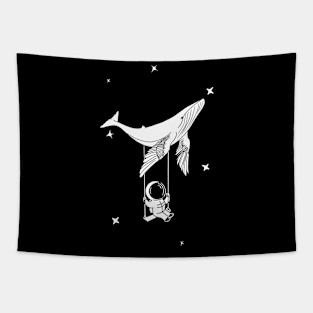 Astronaut Swings with whale Tapestry