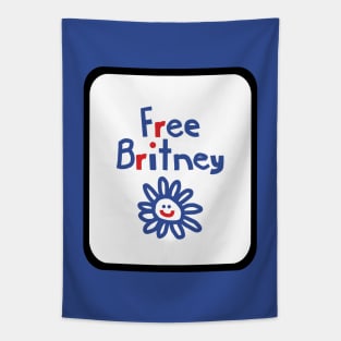 Free Britney Daisy Smiley Face Sign Tapestry