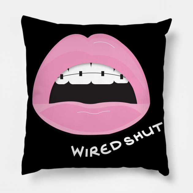 Wired Shut Logo White Font Pillow by wiredshutpodcast