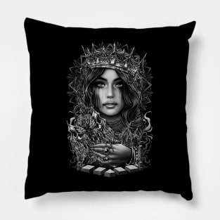 Gothic crying women neo traditional tattoo style Pillow