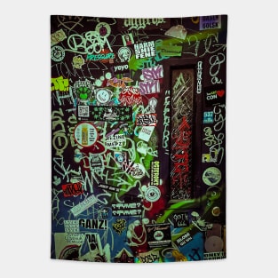Green Sticker Art Graffiti Tag NYC Tapestry