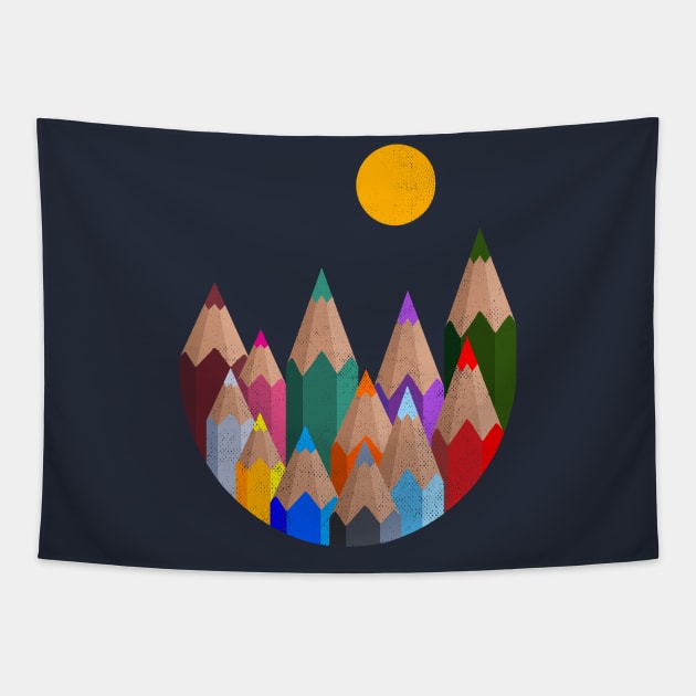 12 Color Mountains Tapestry by kookylove