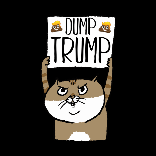 Funny Dump Trump Poop Emoticon Protest Cat by CrankyTees