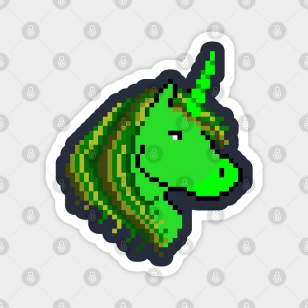Pixel Green Alien Unicorn Magnet by gkillerb
