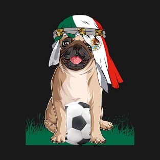 Cute Dog lovers Cute Pug Retro Mexico Flag Pride T-Shirt