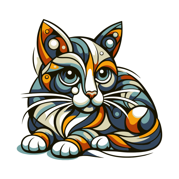 Pop art cat illustration. cubism cat illustration by gblackid