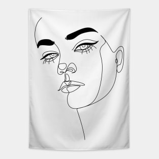 Abstact line art face Tapestry