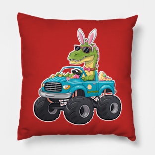 Happy Easter Monster Truck - funny dinsoaur trucker Pillow