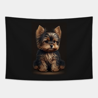 Super Cute Yorkshire Terrier Puppy Portrait Tapestry
