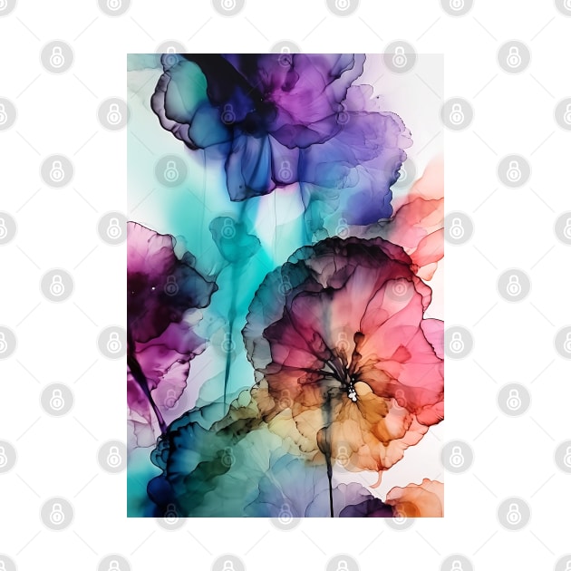 Rainbow Flowers - Abstract Alcohol Ink Art by inkvestor