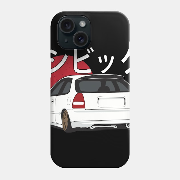 Vintage JDM Civic Hatch white EK Phone Case by Dailygrind