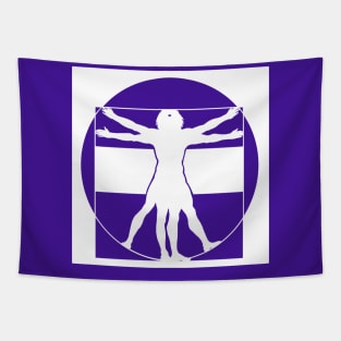 Vitruvian Man - Original Logo Banner Sigil - Light Design for Dark Backgrounds Tapestry