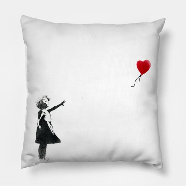 Banksy Girl With Red Balloon Pillow by foozler