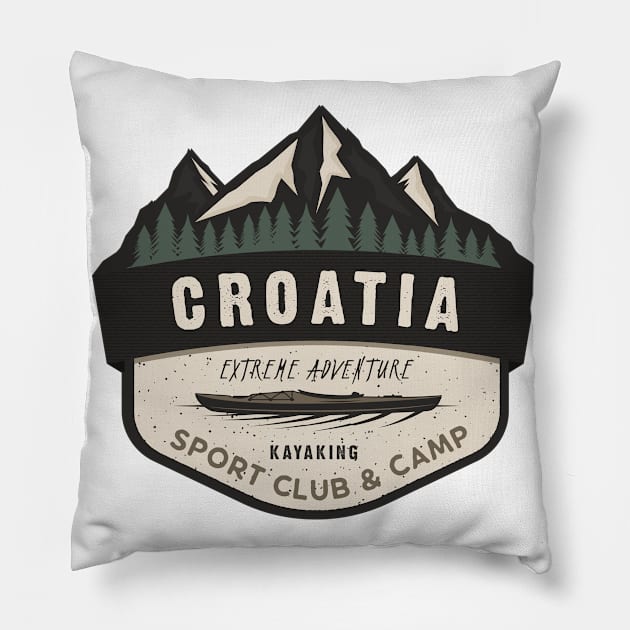 Kayaking in croatia Pillow by SerenityByAlex