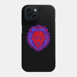 Red and blue lion face with mane Phone Case