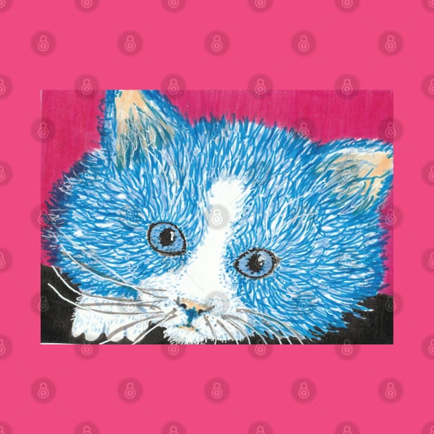 Blue kitten face by SamsArtworks