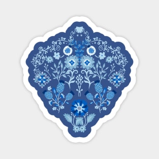 Blue Delft Floral Pattern Magnet
