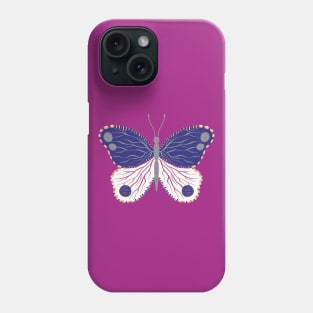 Navy and white butterfly Phone Case