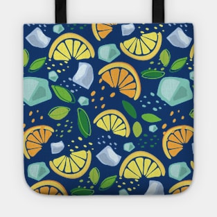 Orange lemon mint and ice pattern Tote