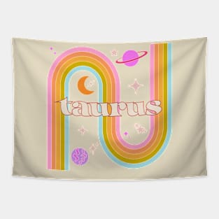 Taurus 70s Rainbow with Flowers Tapestry