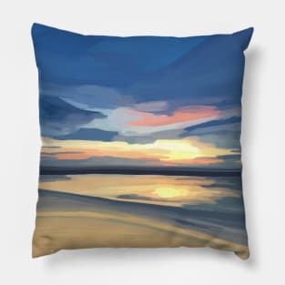 Photographic Reflective Orange and Blue Cloudy Sunset Painting, Made by EndlessEmporium Pillow