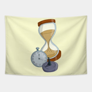 Hourglass, sundial and pocket watch Tapestry