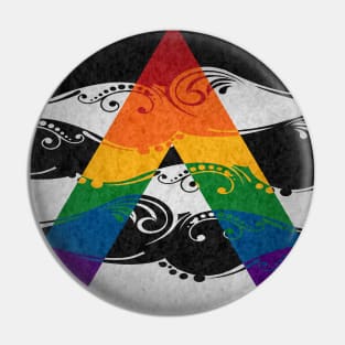 Fancy Swooped and Swirled LGBT Ally Pride Flag Background Pin