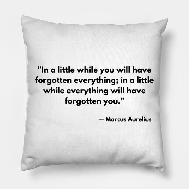 “In a little while you will have forgotten everything; in a little while everything will have forgotten you.” Marcus Aurelius, Meditations Pillow by ReflectionEternal