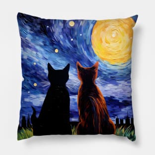 van Gogh's Cats Artwork Pillow