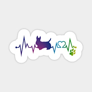 Scottish Terrier Colorful Heartbeat, Heart & Dog Paw Magnet