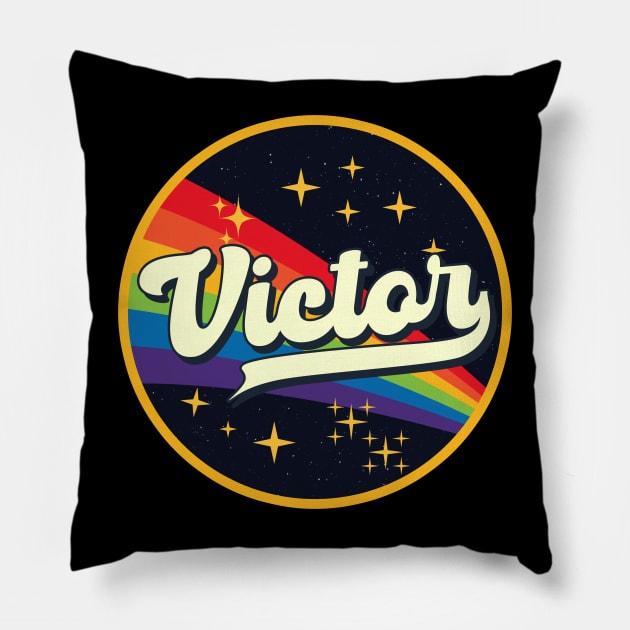 Victor // Rainbow In Space Vintage Style Pillow by LMW Art