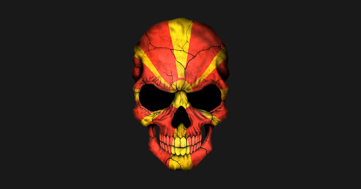 Macedonian Flag Skull - Macedonia - T-Shirt | TeePublic