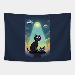 Black Cats UFO Tapestry