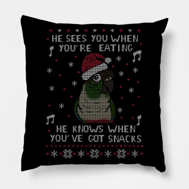 Christmas Snack Green cheeked conure Pillow by FandomizedRose