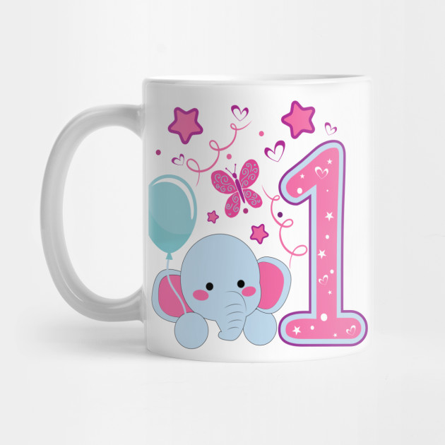 First Birthday Girls Elephant 1st 1 Girl Daughter Niece Cute Sweet