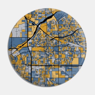 Bakersfield Map Pattern in Blue & Gold Pin