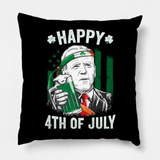 Funny Leprechaun Biden Happy 4th Of July St. Patrick's Day Pillow