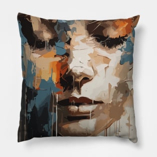 Sadness Abstract Art Face of a Woman Pillow