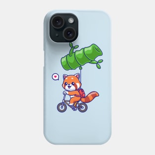 Cute Red Panda Riding Bicycle With Bamboo Balloon Cartoon Phone Case