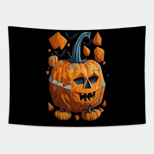 Geometric Halloween Pumpkin Tapestry