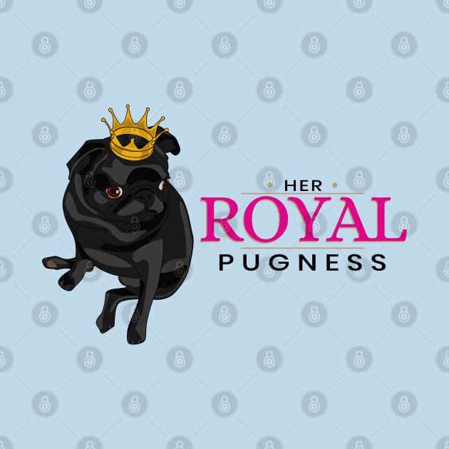 Her Royal Pugness - Black Pug with Gold Crown Design by Fun Funky Designs