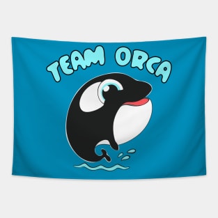 Team Orca Whale Cartoon Splashing Water Kawaii Chibi Tapestry
