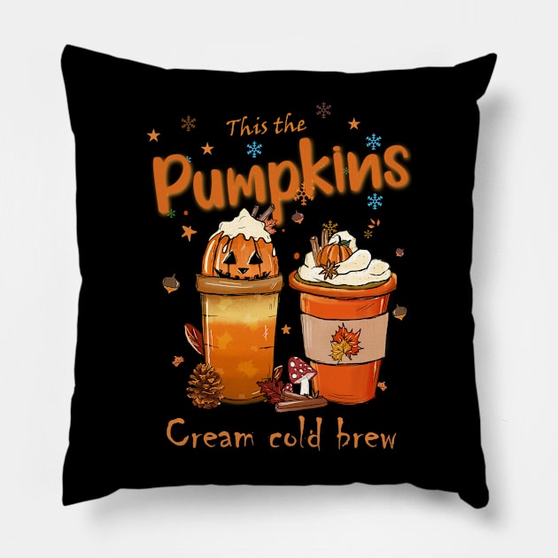 Pumpkin cream cold brew funny halloween Pillow by Giftyshoop