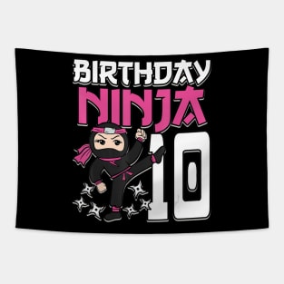 Birthday Ninja 10 Girl Pink Shinobi Themed 10th B-Day Party Tapestry