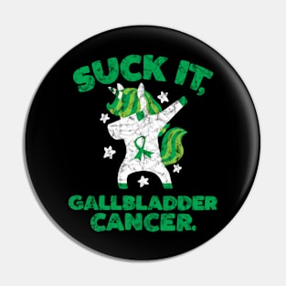 Suck It Gallbladder Cancer Unicorn Pin
